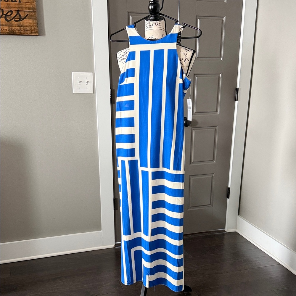 Donna Morgan Blue and White Striped Dress